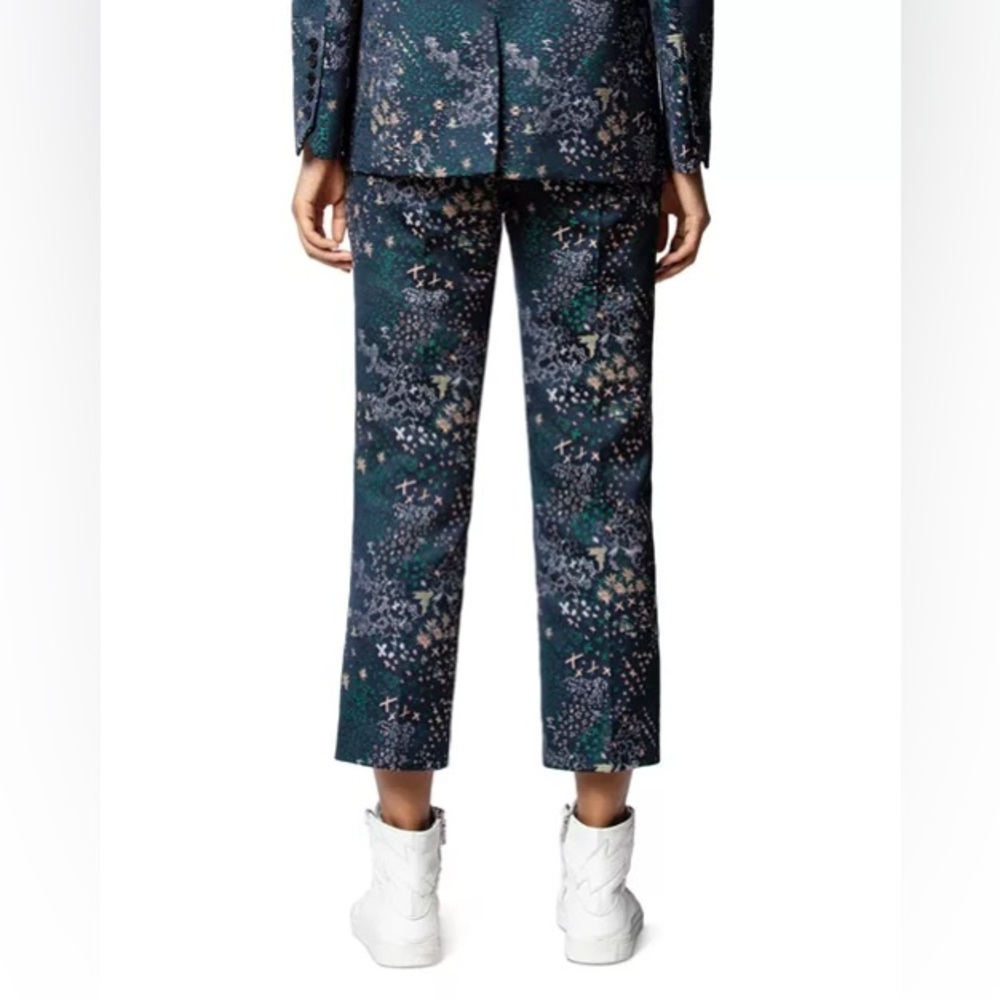 ZADIG & VOLTAIRE Posh Mixed-Print Metallic Jacquard Cropped Trousers - Picture 9 of 12